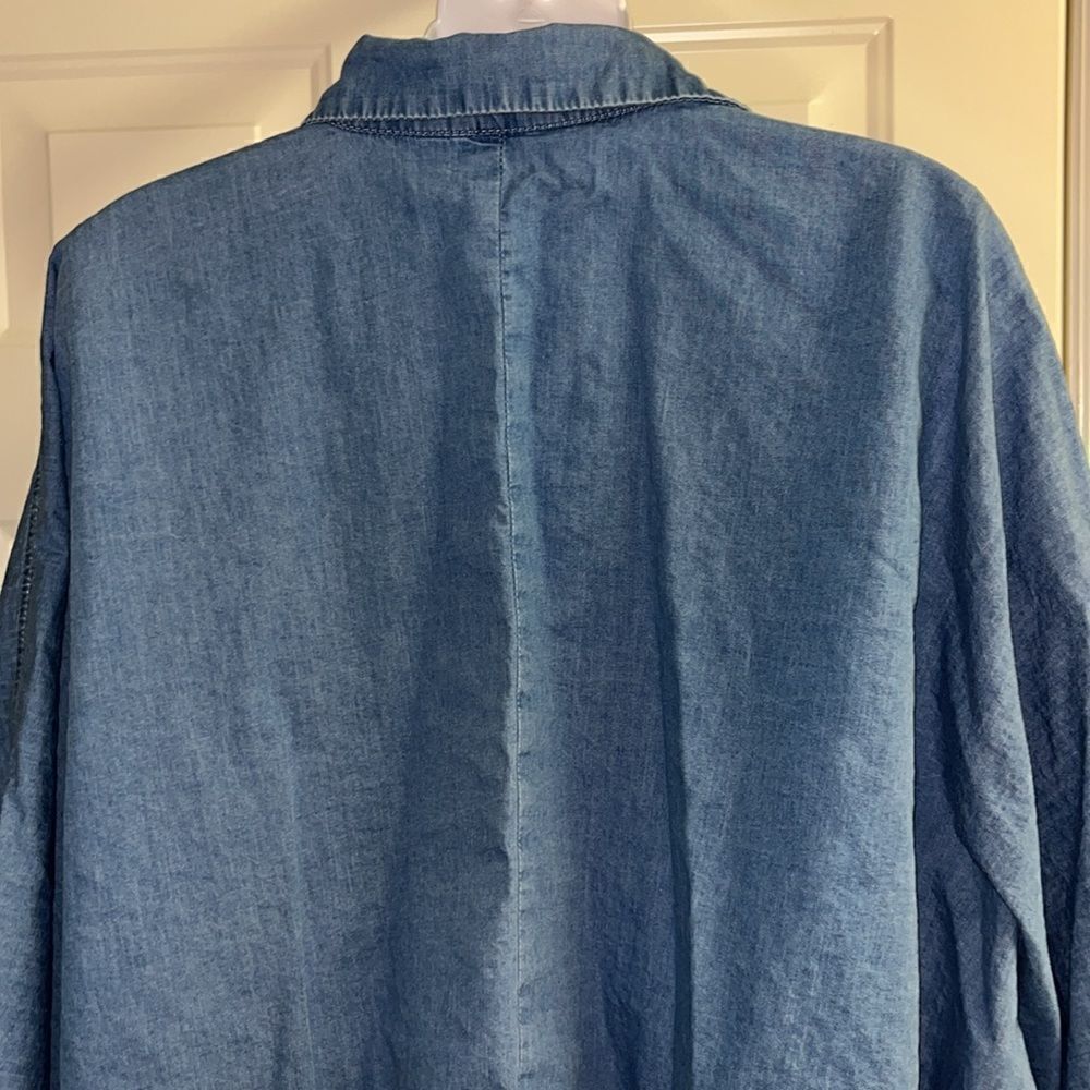 Banana Republic Blue Chambray Lined Bubble Sleeve Button Down Shirt- Small - Picture 8 of 12